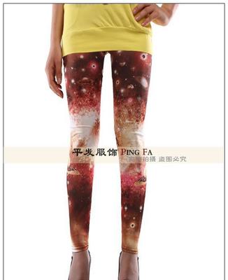 批發(fā) 歐美原單外貿(mào) 紅色星空印花打底褲九分褲 時(shí)尚與性?xún)r(jià)比的完美融合